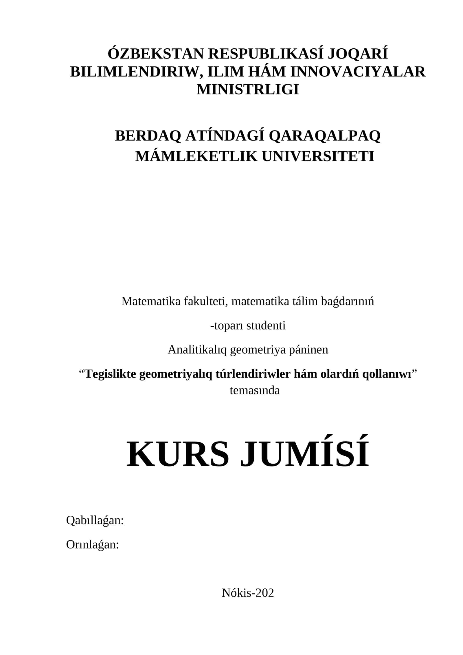 Geometriya matematika kursi