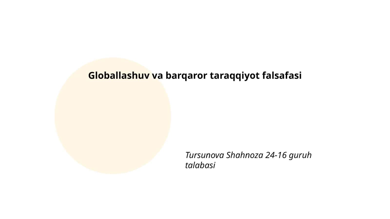 Globallashuv va barqaror taraqqiyot falsafasi