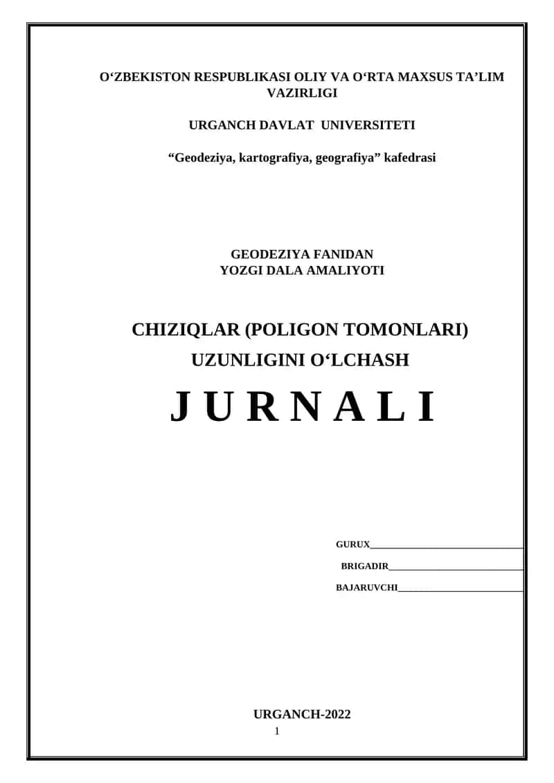 Yozgi dala amaliyoti chiziqar (poligon tomonlari) uzunligini o'lchash