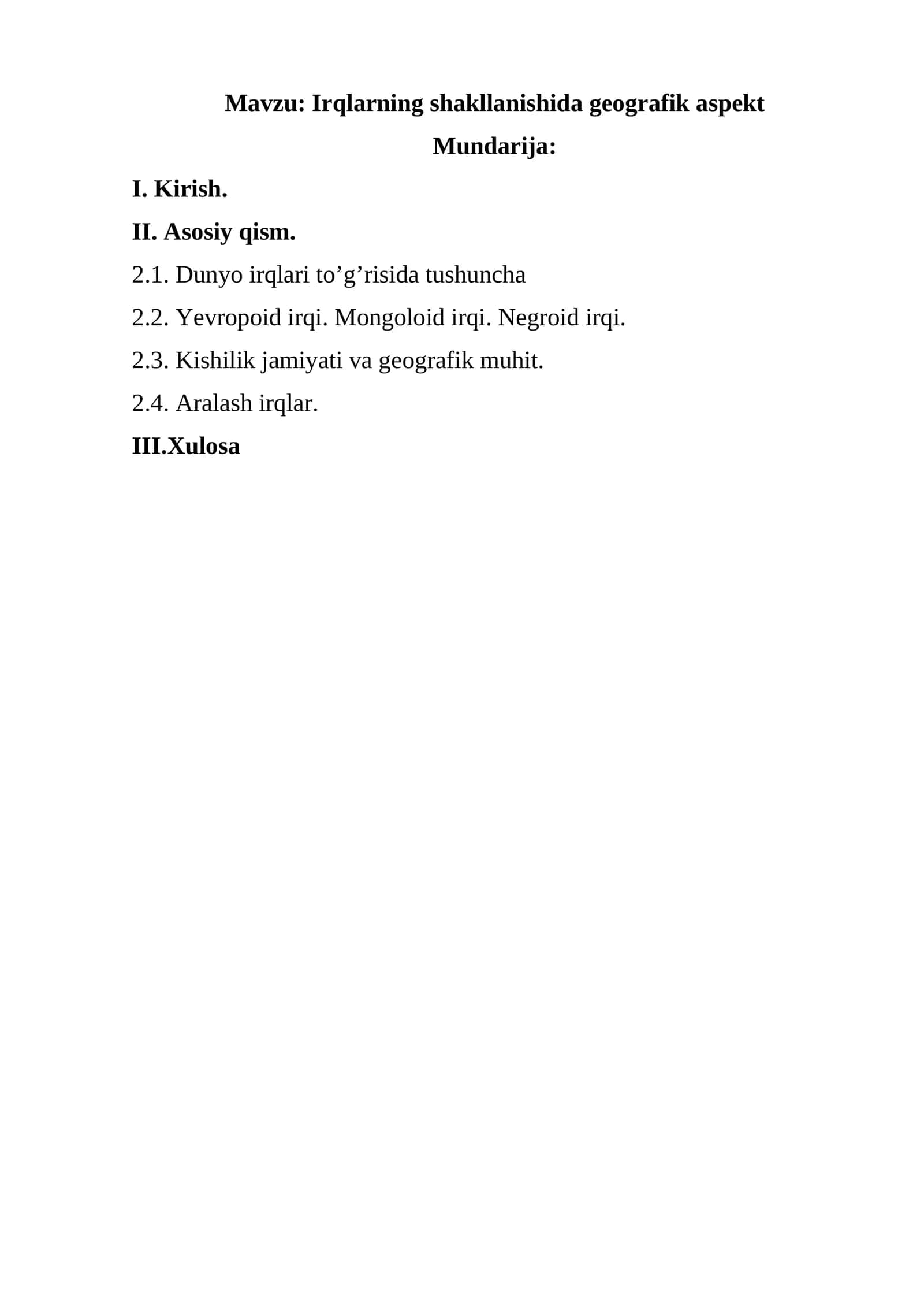 Irqlarning shakllanishida geografik aspekt