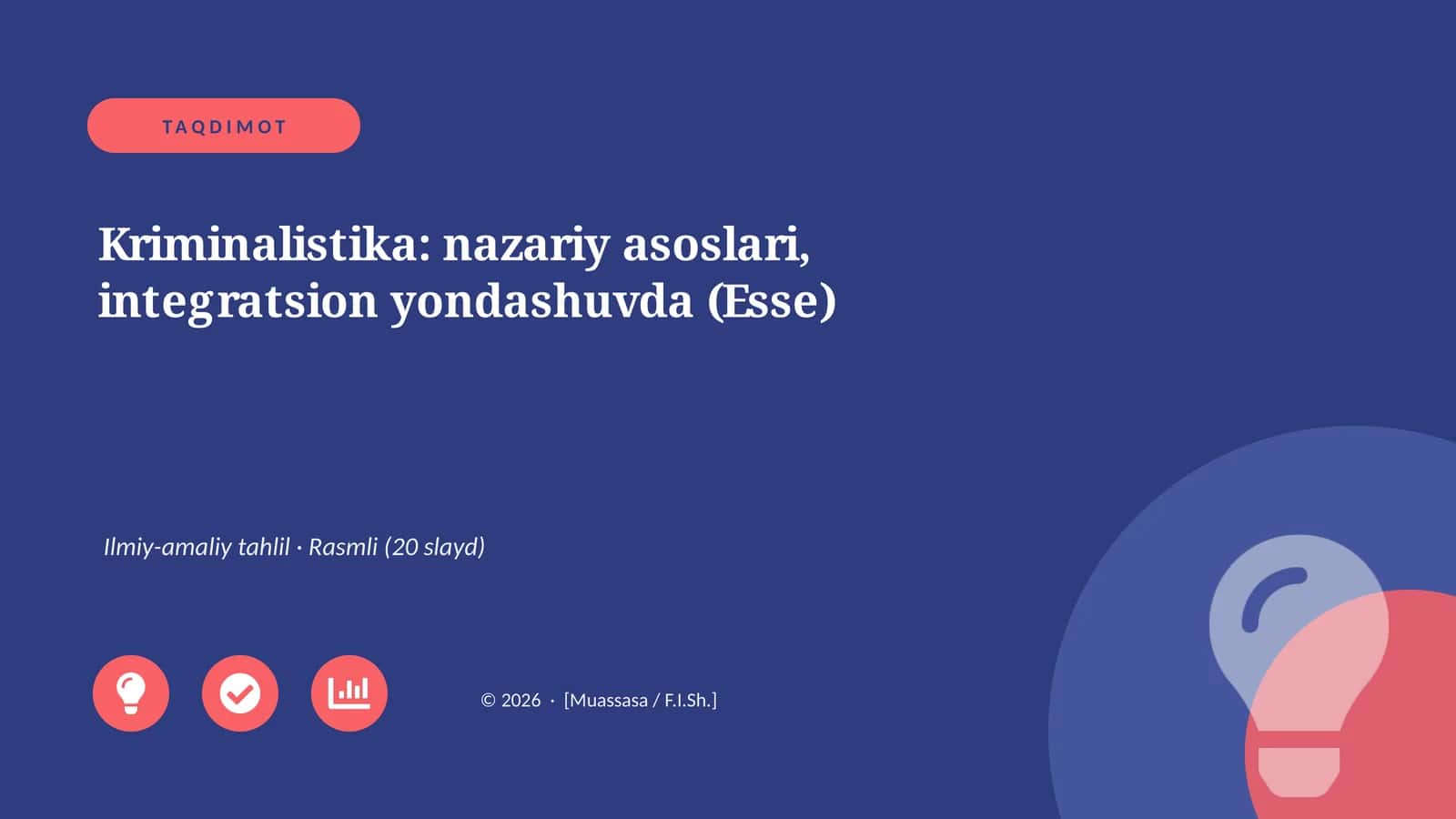 Kriminalistika: nazariy asoslari, integratsion yondashuvda (Esse)