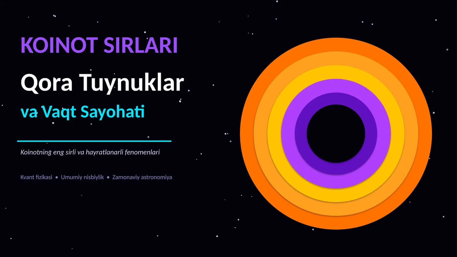 Koinot Sirlari: Qora Tuynuklar va Vaqt Sayohati — Taqdimot