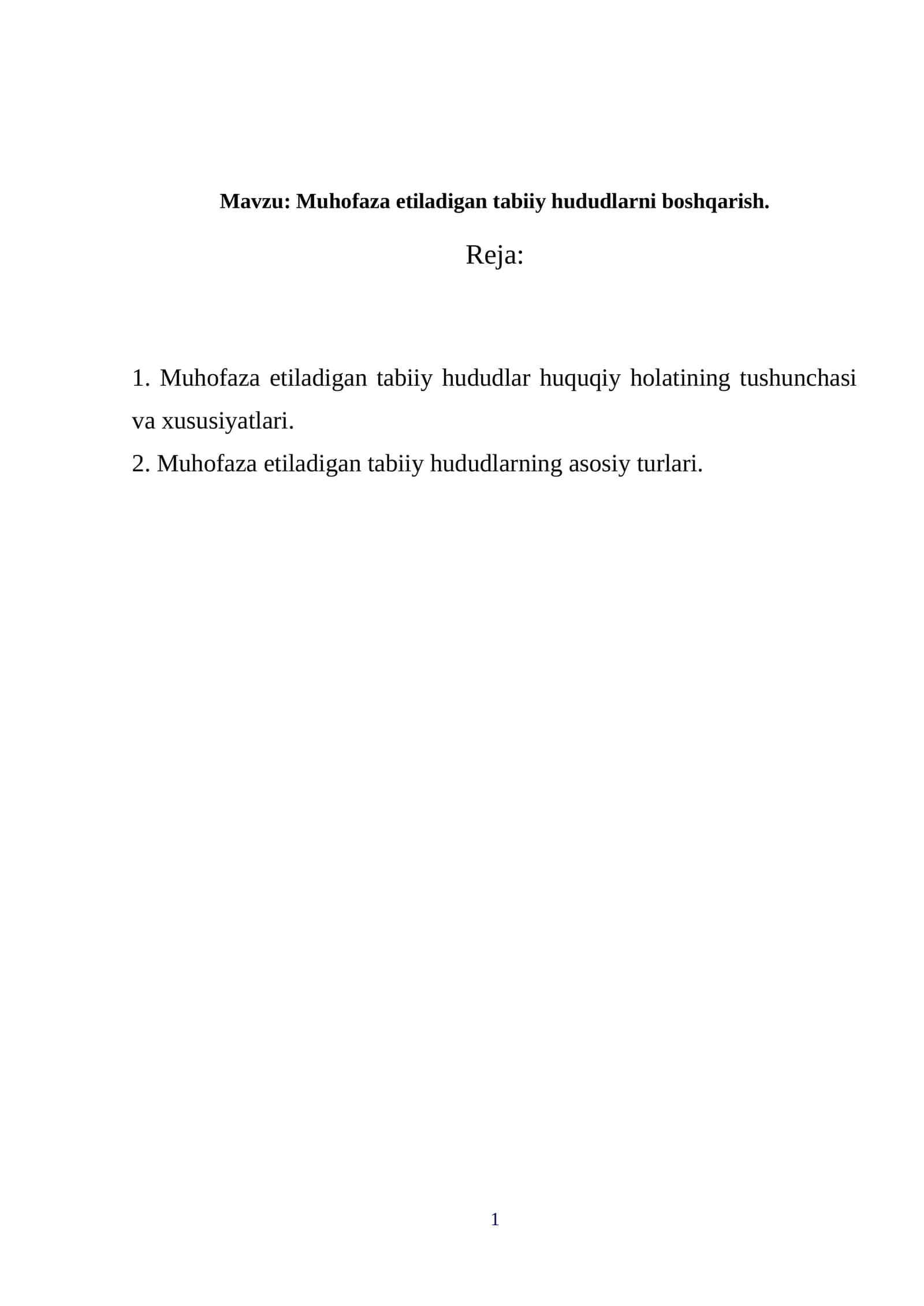 Muhofaza etiladigan tabiiy hududlarni boshqarish