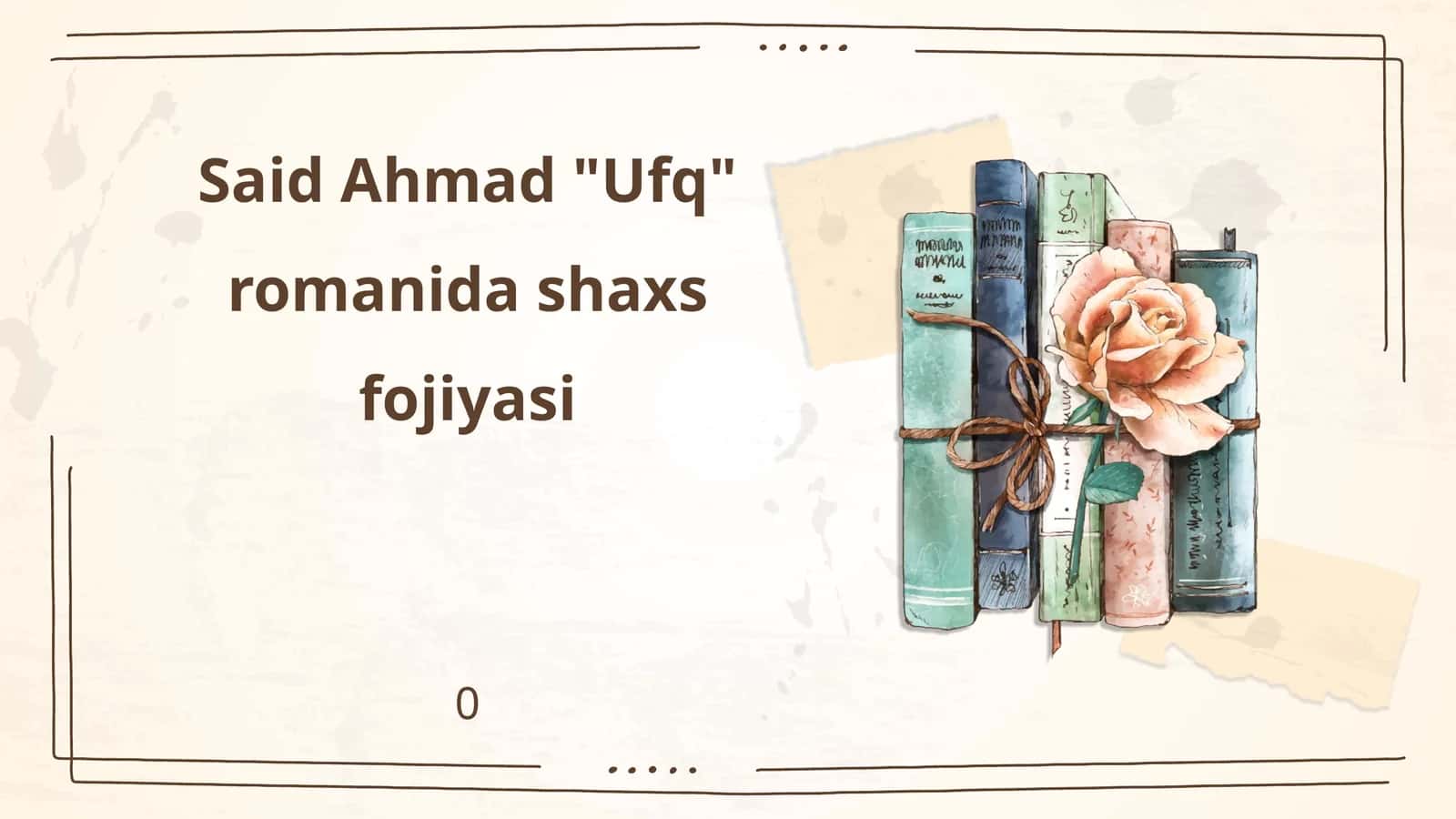 Said Ahmad "Ufq" romanida shaxs fojiyasi