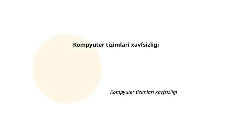 Kompyuter tizimlari xavfsizligi