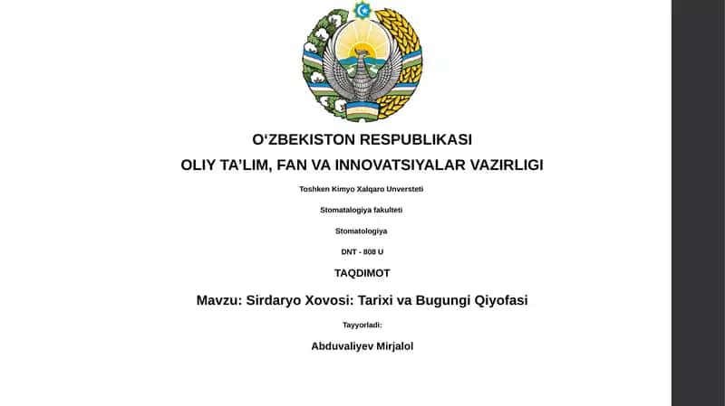 Sirdaryo Xovosi: Tarixi va Bugungi Qiyofasi