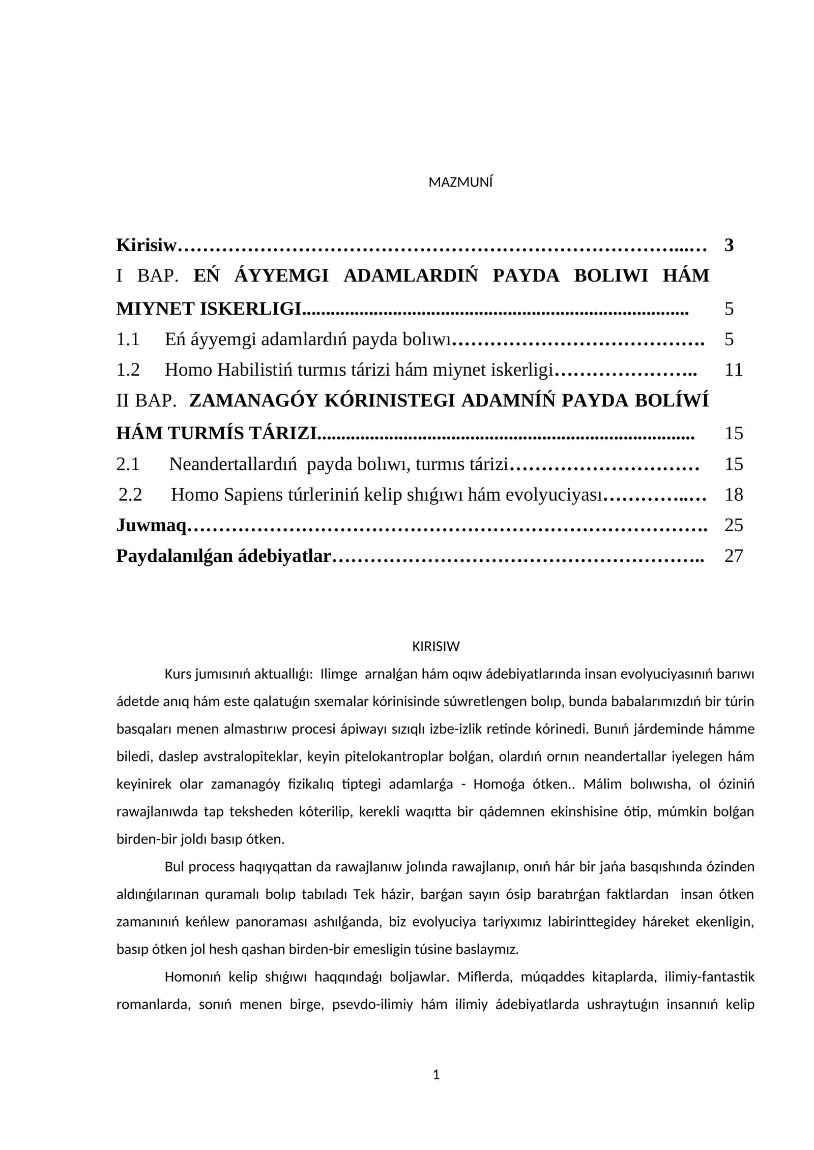 Homo Habilistiń turmıs tárizi hám miynet iskerligi