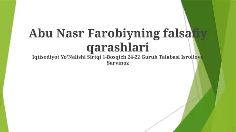 Abu Nasr Farobiyning falsafiy qarashlari