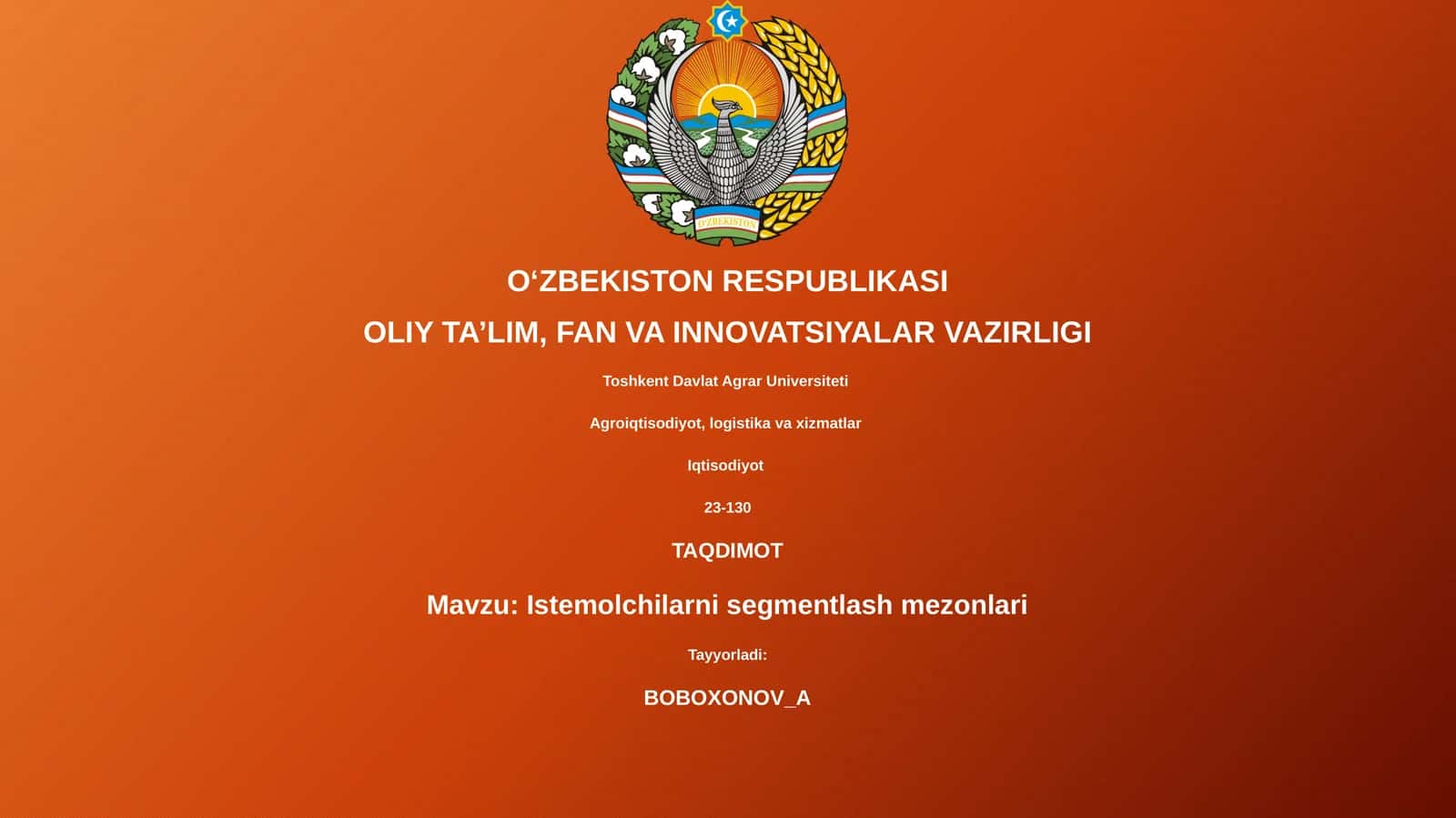 Istemolchilarni segmentlash mezonlari