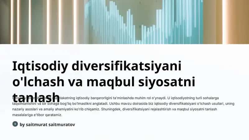Iqtisodiy diversifikatsiyani o'lchash va maqbul siyosatni tanlash