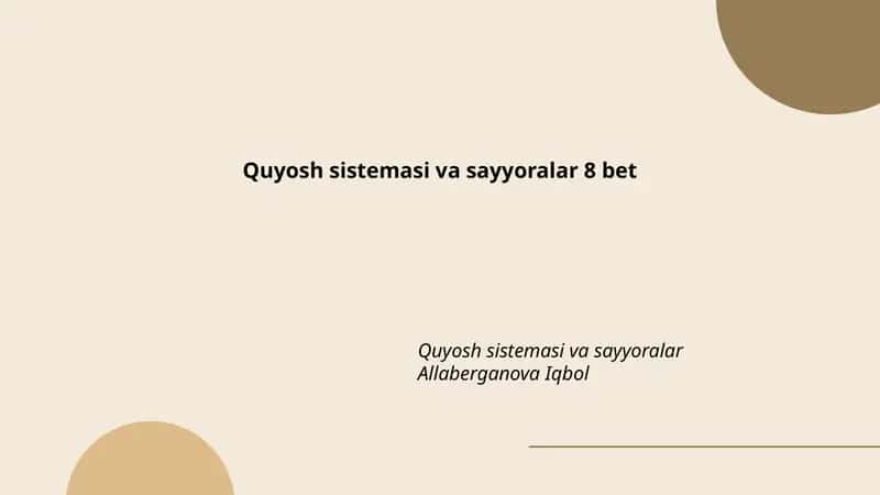 Quyosh sistemasi va sayyoralar