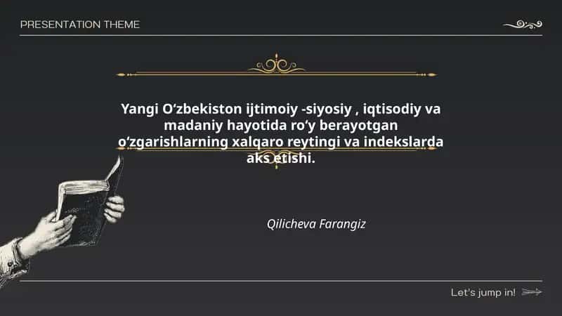 Yangi Oʻzbekiston ijtimoiy -siyosiy, iqtisodiy va madaniy hayotida roʻy berayotgan oʻzgarishlarning xalqaro reytingi va indekslarda aks etishi