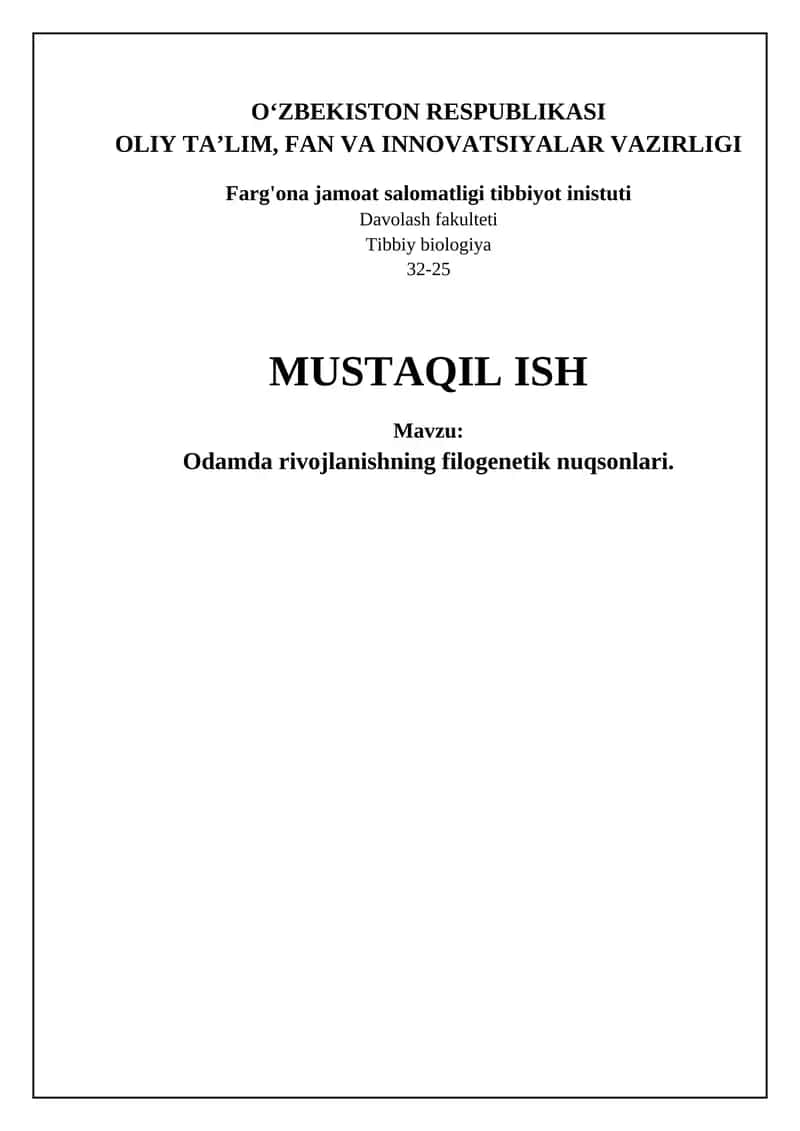 Odamda rivojlanishning filogenetik nuqsonlari