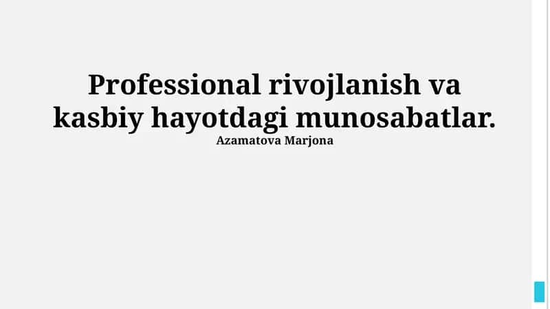 Kasbiy Rivojlanishning Asosiy Yo'llari