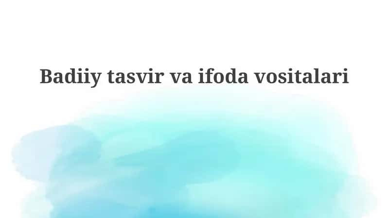 Adabiy tasvir va ifoda vositalari