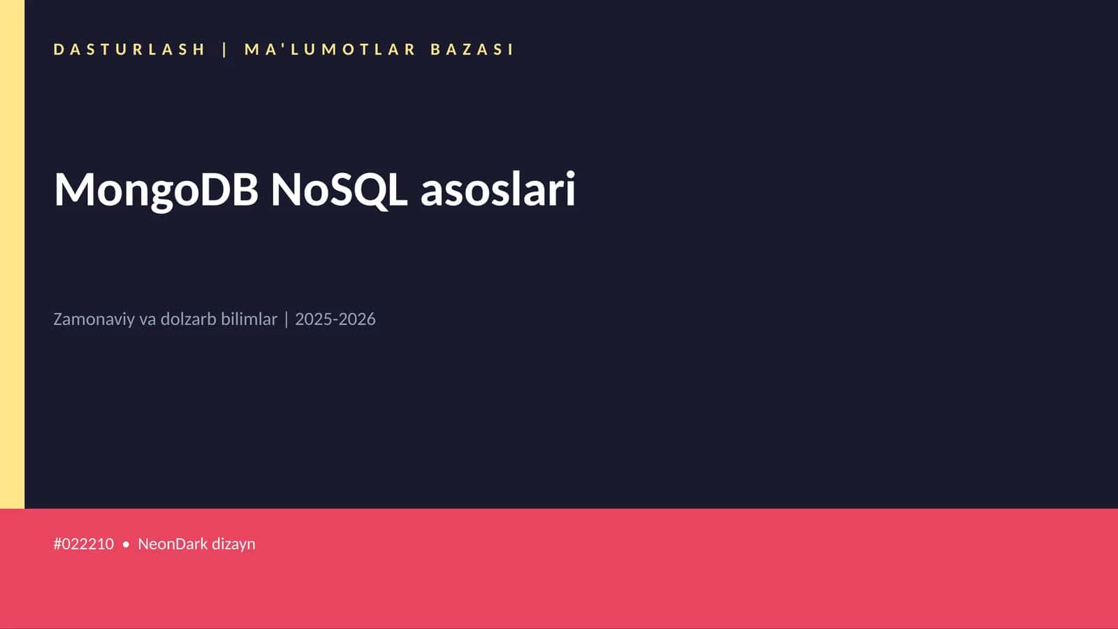 MongoDB NoSQL asoslari