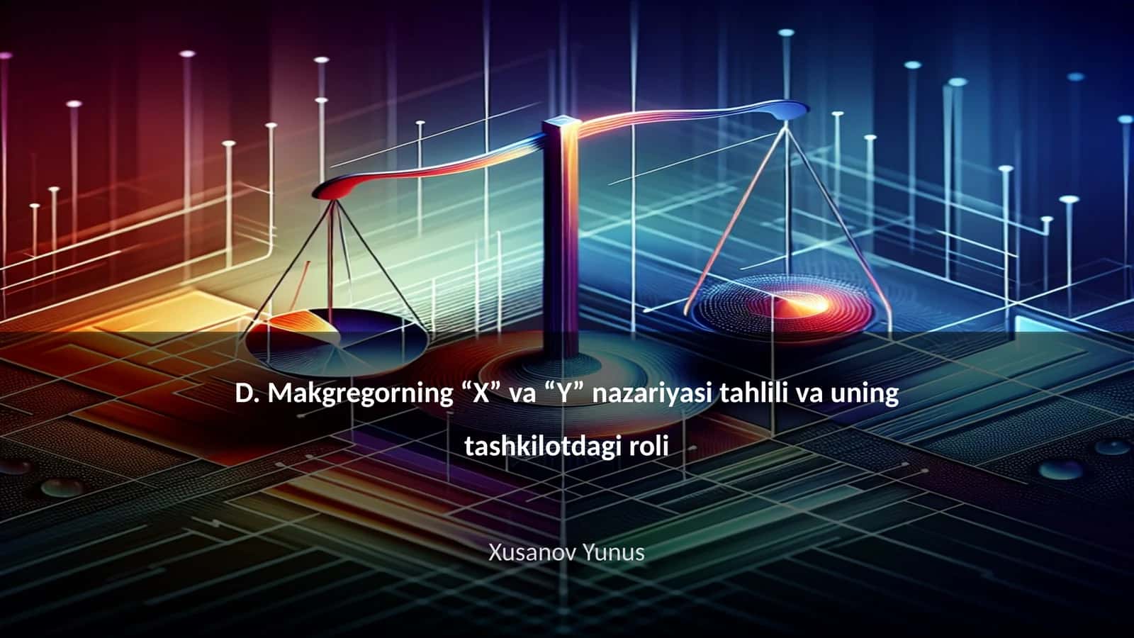 D. Makgregorning “X” va “Y” nazariyasi tahlili va uning tashkilotdagi roli