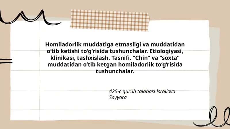 Homiladorlik tushunchalari