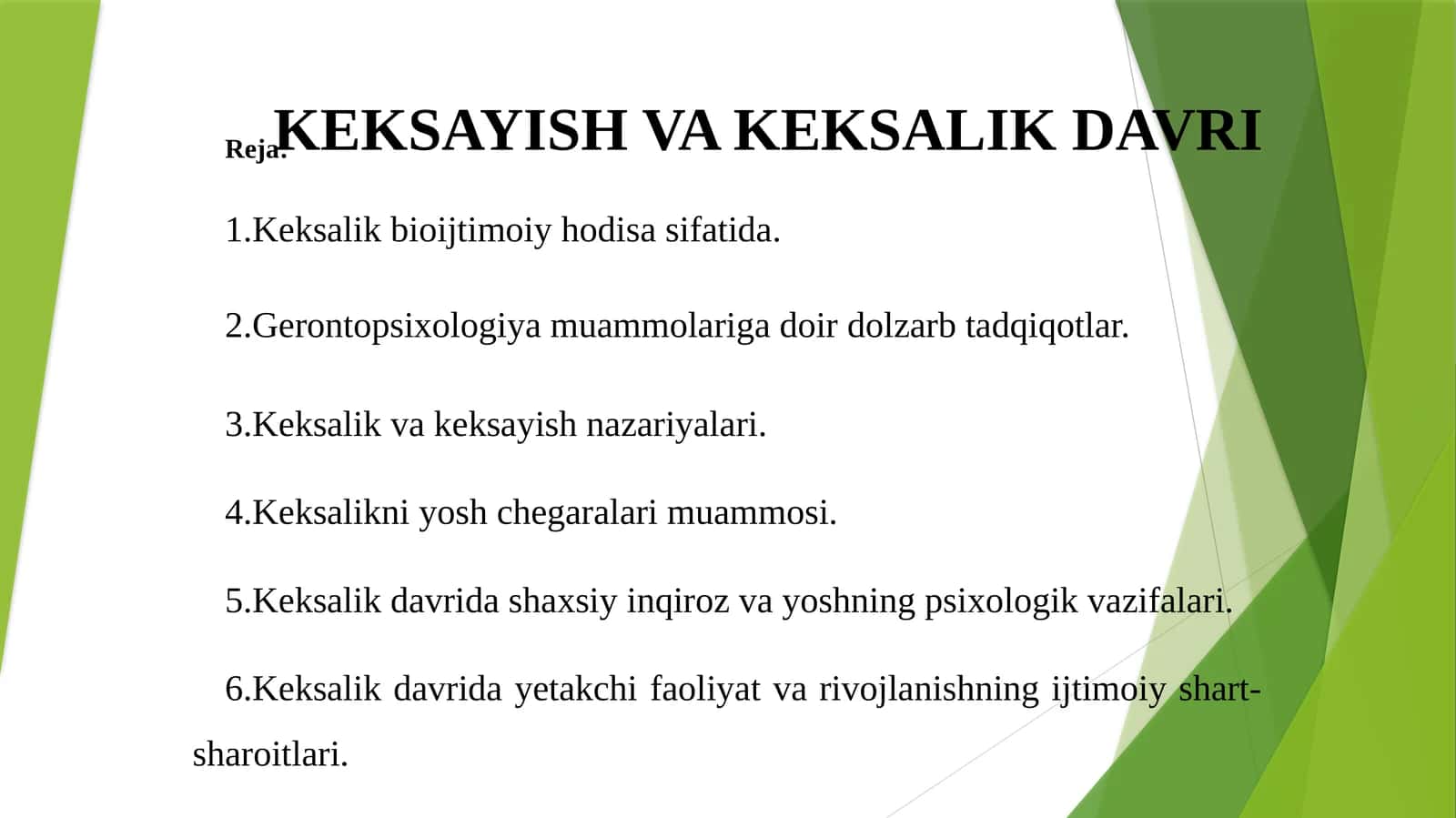 KEKSAYISH VA KEKSALIKDAVRI