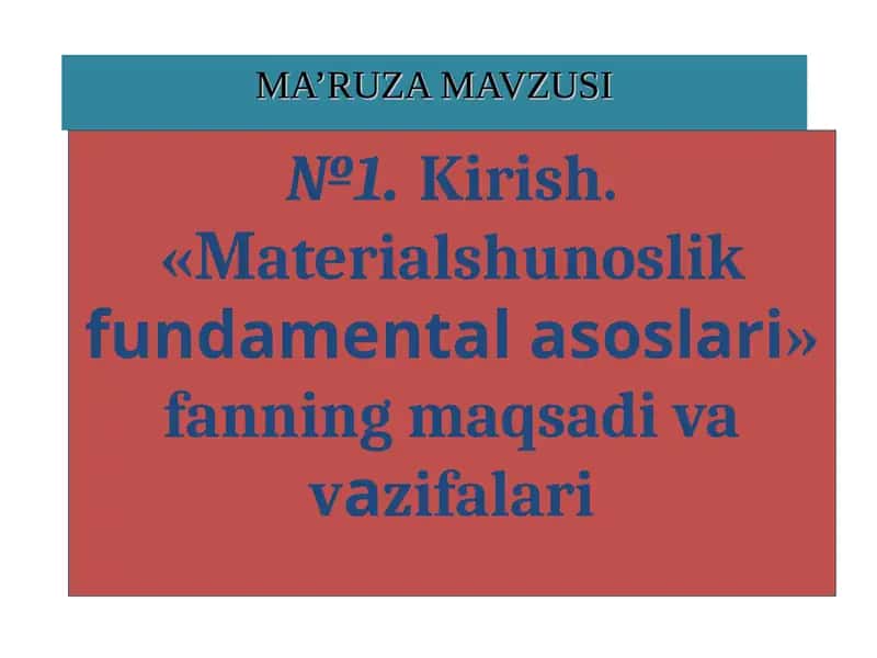 Materialshunoslik fani