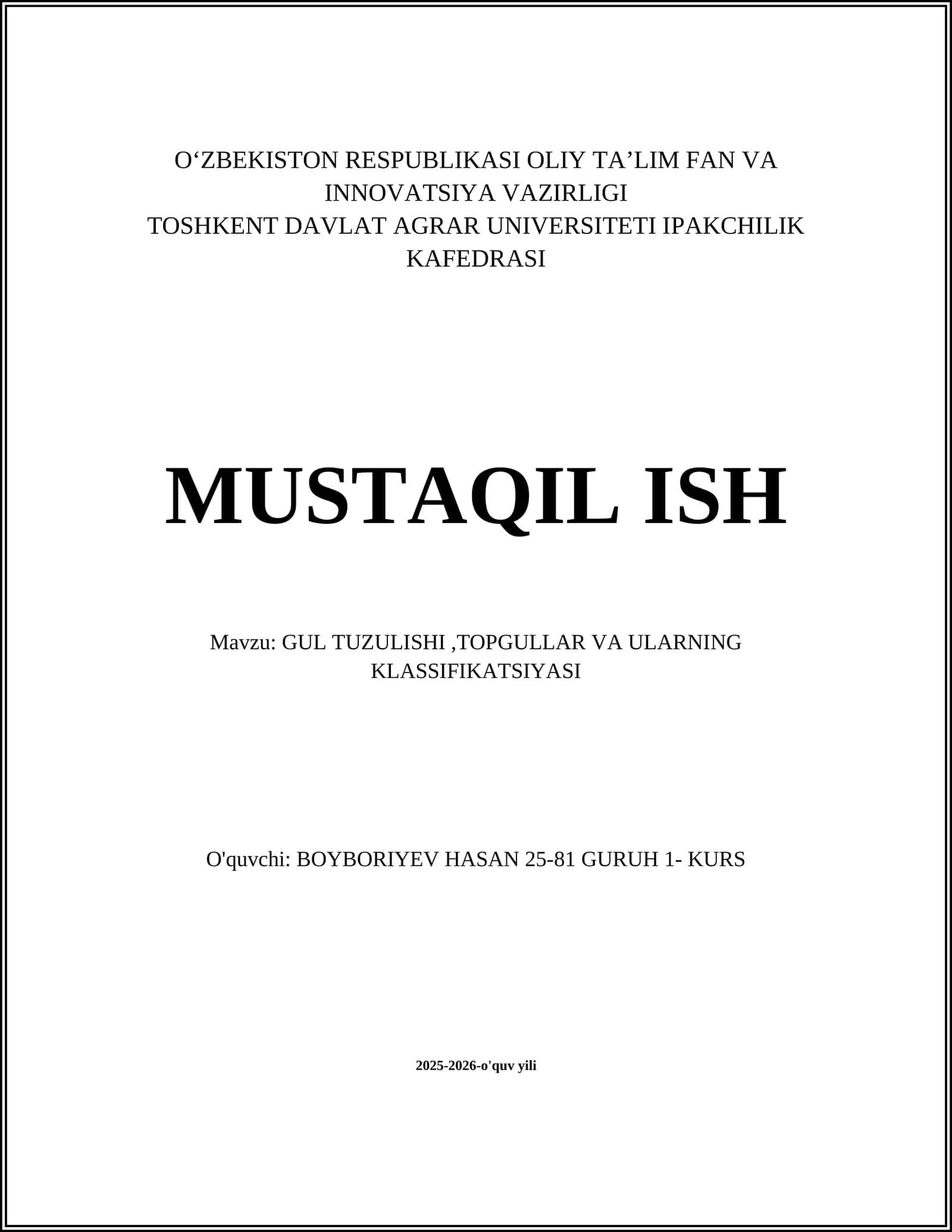 GUL TUZULISHI, TOPGULLAR VA ULARNING KLASSIFIKATSIYASI