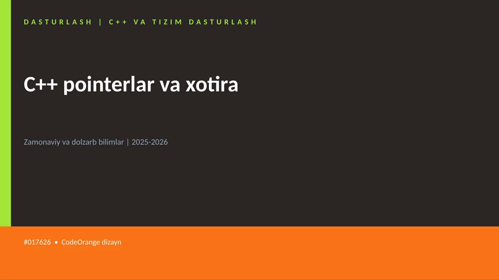 C++ VA TIZIM DASTURLASH