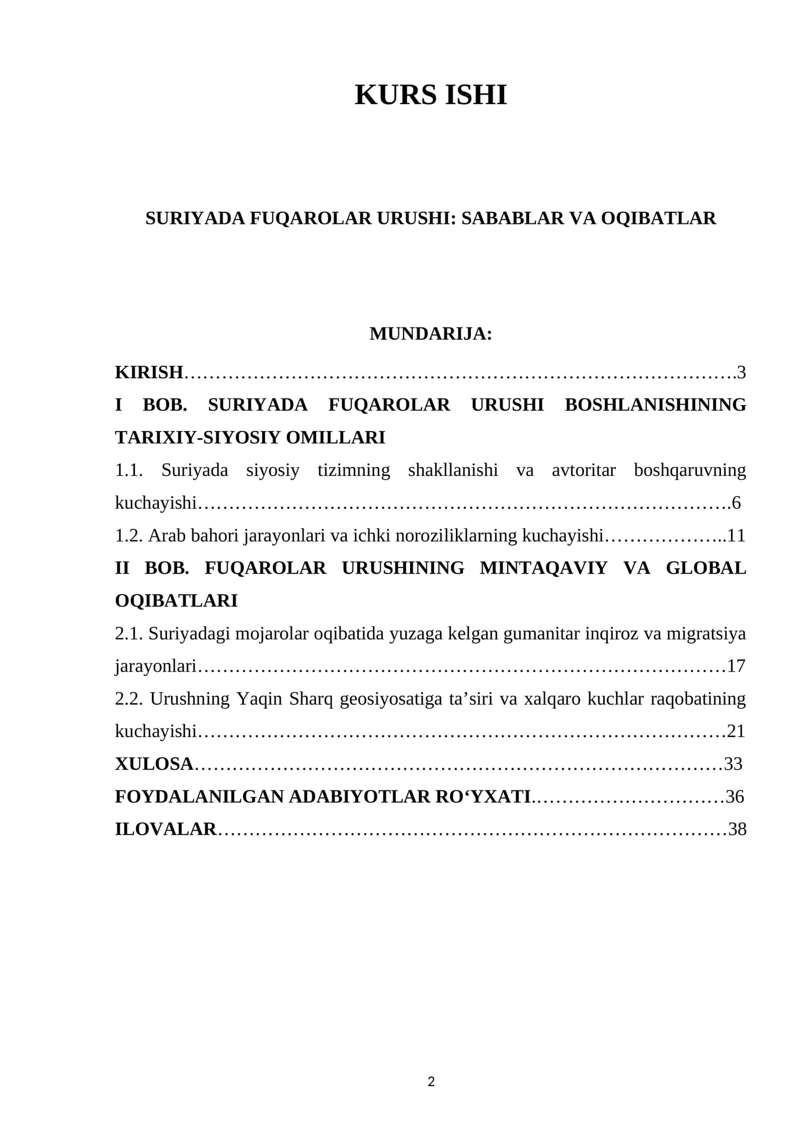 SURIYADA FUQAROLAR URUSHI: SABABLAR VA OQIBATLAR