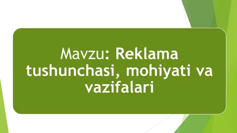 Reklama tushunchasi