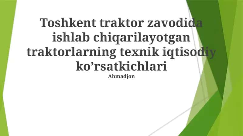 Toshkent Traktor Zavodida Ishlab Chiqarilgan Traktorlarning Texnik Ko'rsatkichlari