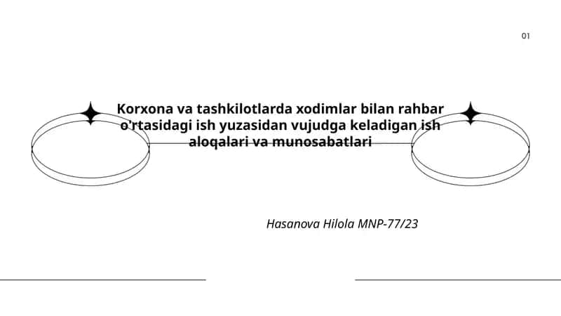 Korxona va tashkilotlarda xodimlar bilan rahbar o'rtasidagi ish yuzasidan vujudga keladigan ish aloqalari va munosabatlari
