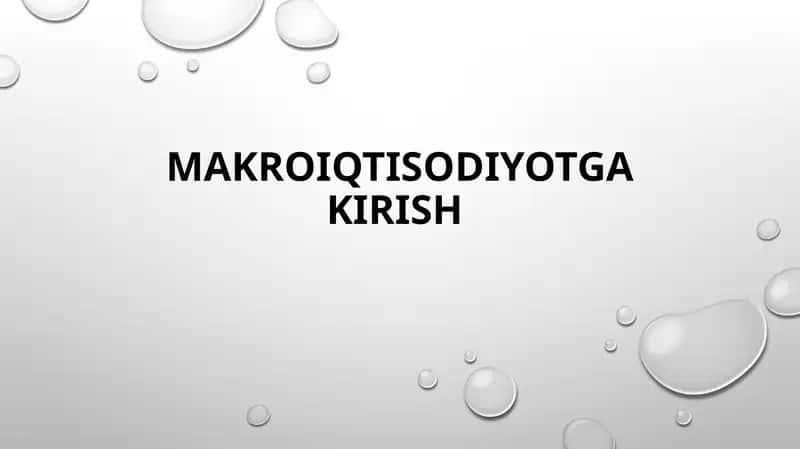 MAKROIQTISODIYOTGA KIRISH