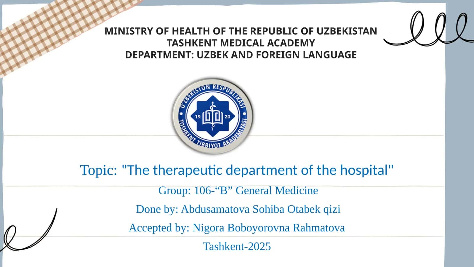 The therapeutic department of the hospital