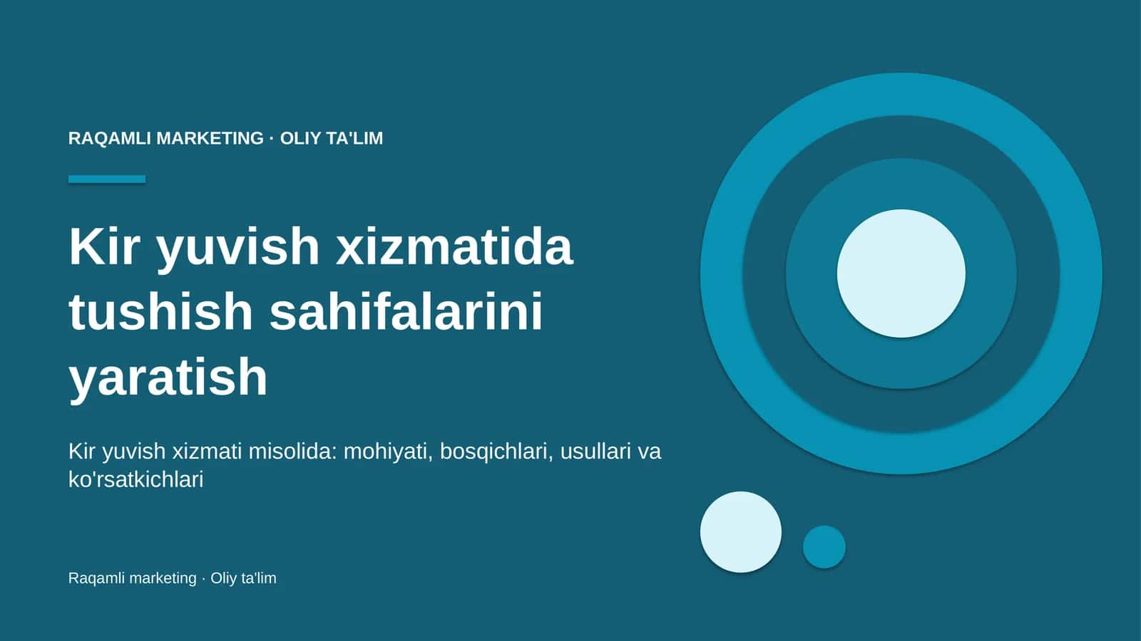 Kir yuvish xizmatida tushish sahifalarini yaratish