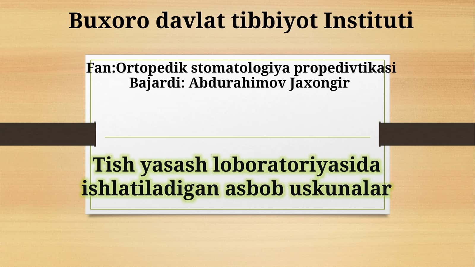 Fan: Ortopedik stomatologiya propedivtikasi