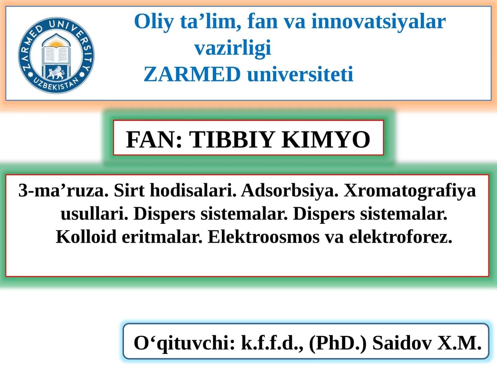 TIBBIY KIMYO