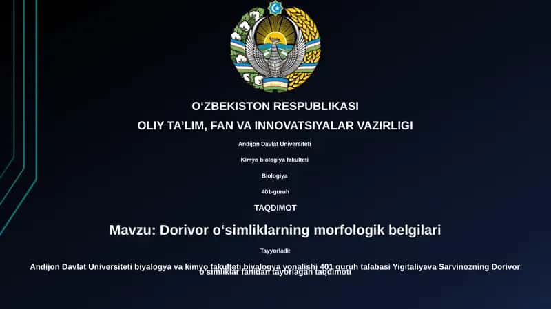 Dorivor oʻsimliklarning morfologik belgilari