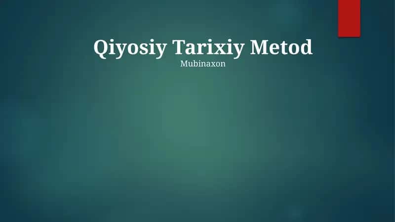 Qiyosiy Tarixiy Metod