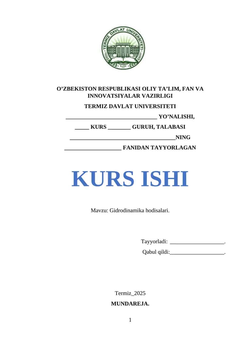 Gidrodinamika hodisalari