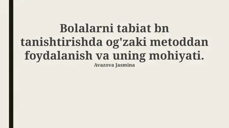 Og'zaki usullar bilan bolalarni tabiat bilan tanishtirish