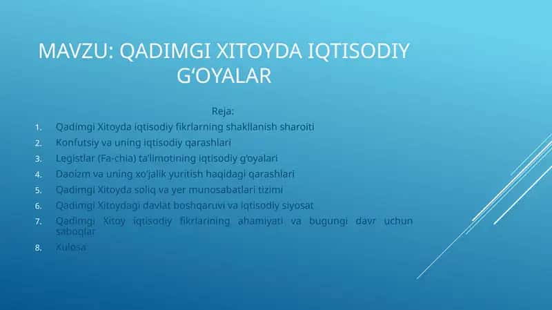 QADIMGI XITOYDA IQTISODIY G‘OYALAR
