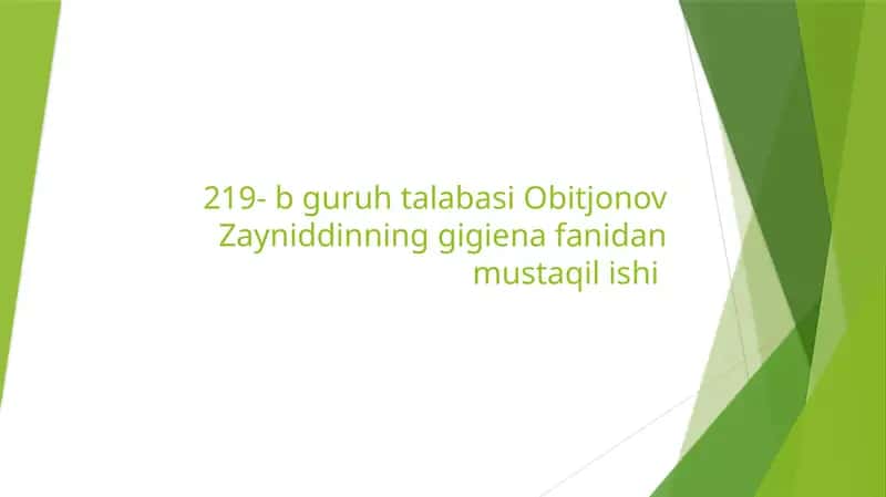 Oziqlanishning gigienik asoslari
