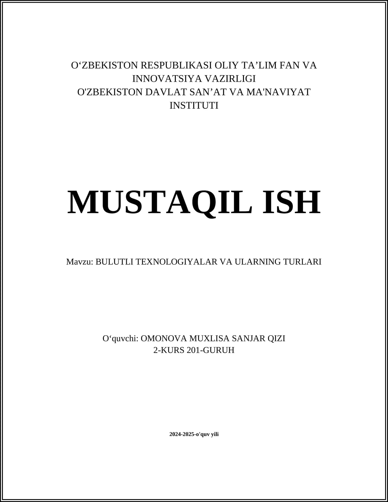 Bulutli hisoblash asoslari