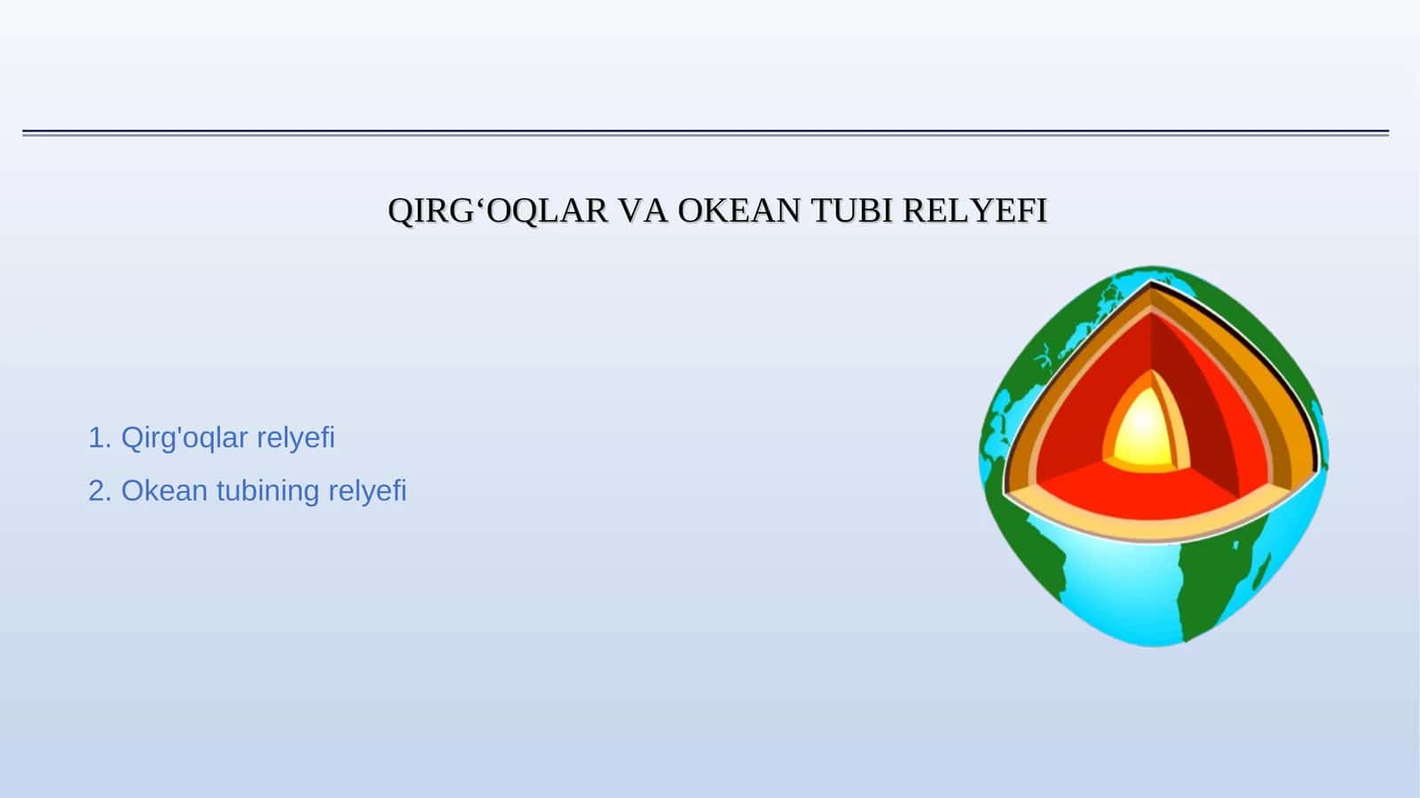 QIRGʻOQLAR VA OKEAN TUBI RELYEFI