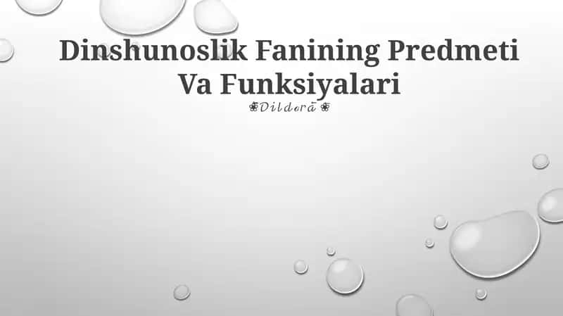 Dinshunoslik Fanining Predmeti Va Funksiyalari