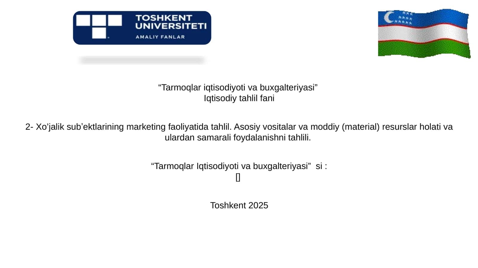 Xo’jalik subʼektlarining marketing faoliyatida tahlil. Asosiy vositalar va moddiy (material) resurslar holati va ulardan samarali foydalanishni tahlili