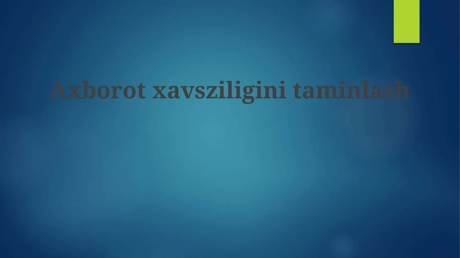 Axborot xavfsizligini taminlash