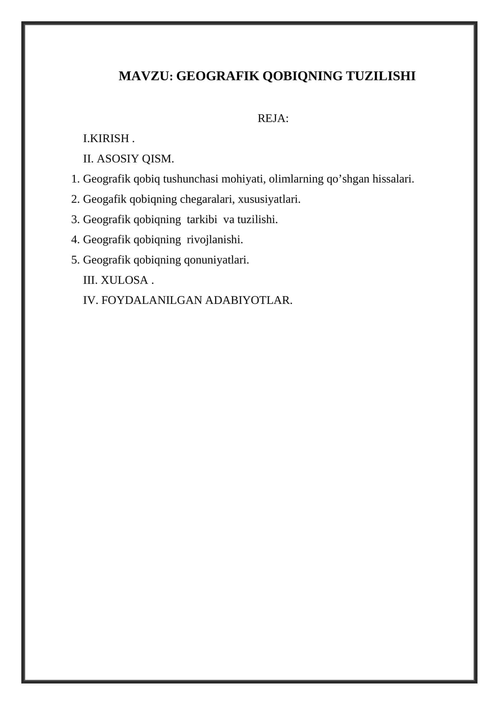 GEOGRAFIK QOBIQNING TUZILISHI