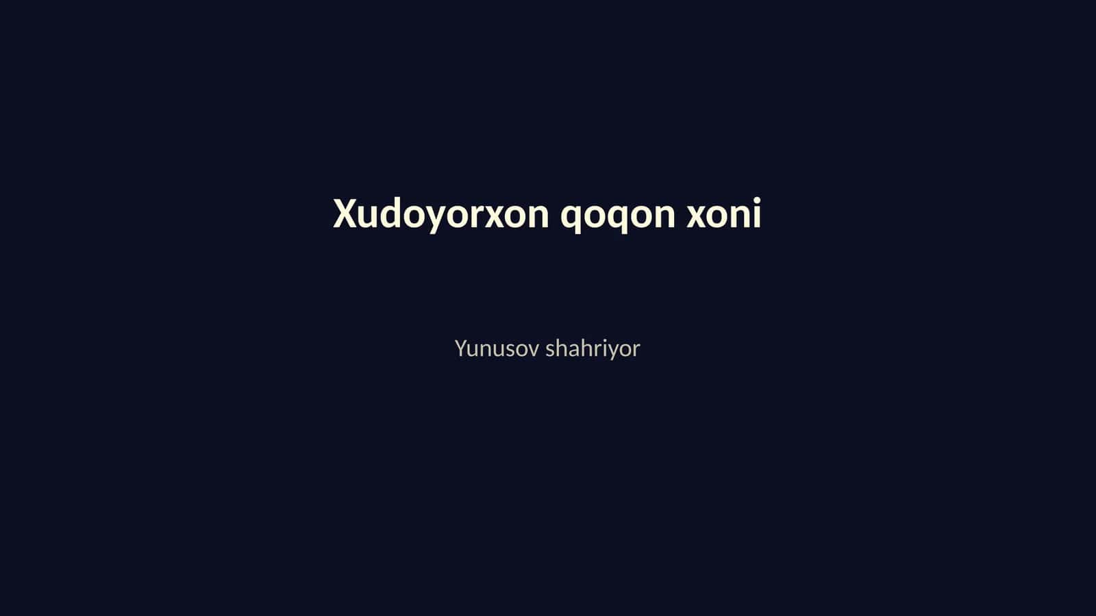 Xudoyorxon qoqon xoni