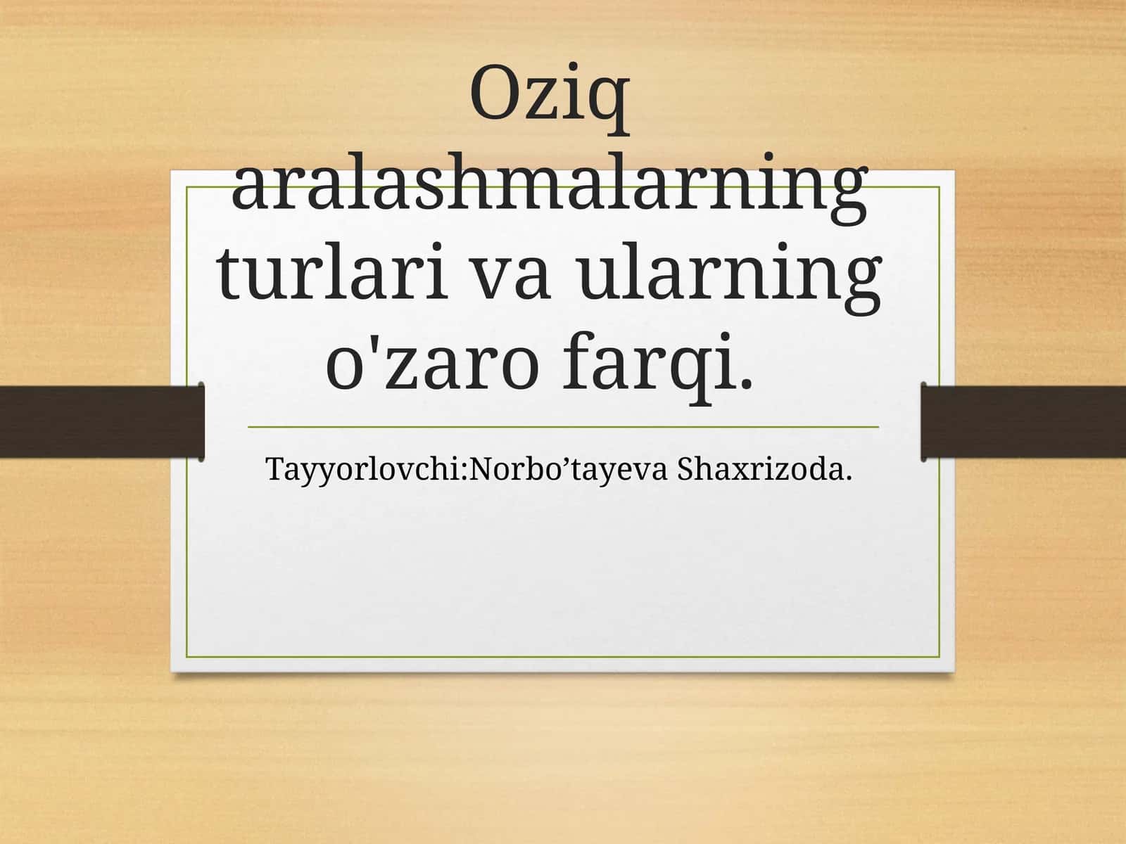 Oziq aralashmalar turlari