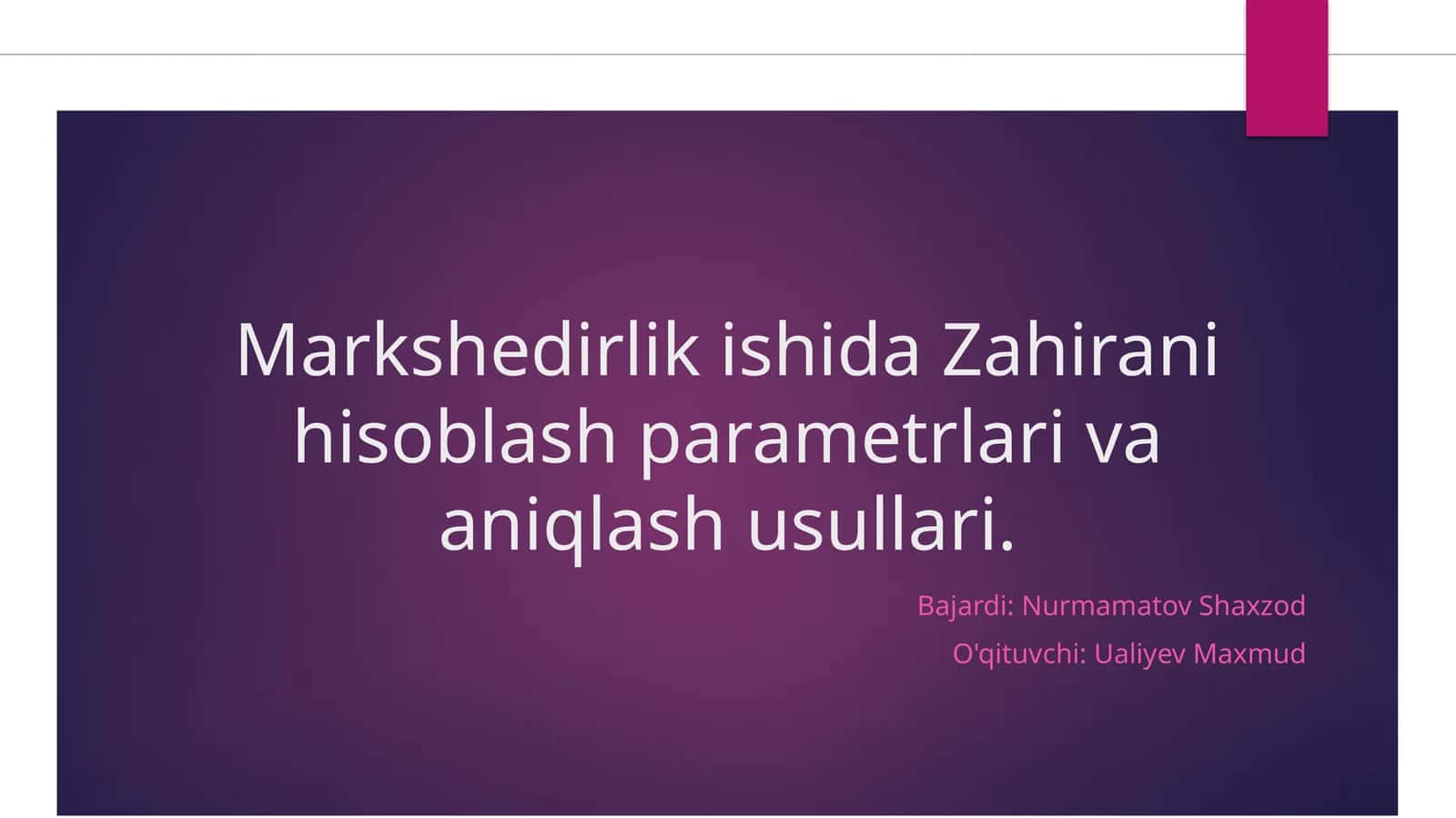 Markshedirlik ishi